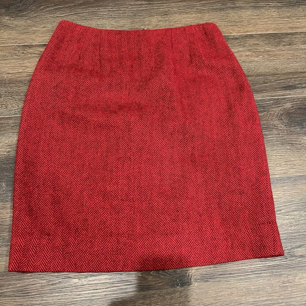 Linda Allard Ellen Tracy 100% Wool Herringbone Pencil Skirt Women’s